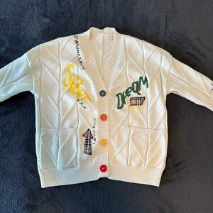 Ebossy Knitted Cardigan Cream Size M‎ Patchwork Embroidery
